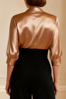 Load image into Gallery viewer, Black and Champagne Satin V-Neck Long Mother of the Bride Jumpsuits