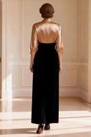 Load image into Gallery viewer, Black and Champagne V-Neck Long Mother of the Bride Dress