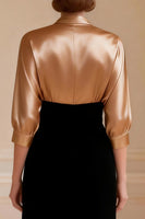 Load image into Gallery viewer, Black and Champagne V-Neck Long Mother of the Bride Dress