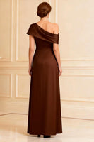 Load image into Gallery viewer, Chocolate One Shoulder A Line Long Mother of the Bride Dress with Slit