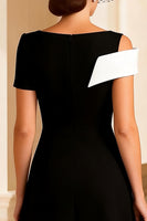 Load image into Gallery viewer, Black and White V Neck A Line Midi Mother of the Bride Dress
