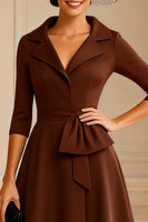 Load image into Gallery viewer, Chocolate Notched Lapel A Line Midi Mother of the Bride Dress