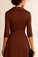 Load image into Gallery viewer, Chocolate Notched Lapel A Line Midi Mother of the Bride Dress