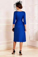 Load image into Gallery viewer, Royal Blue V Neck Bodycon Midi Mother of the Bride Dress with Slit