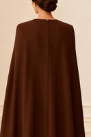 Load image into Gallery viewer, Chocolate V Neck Double Breasted Ankle Length Mother of the Bride Dress with Cape