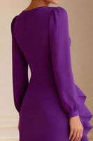 Load image into Gallery viewer, Purple Ruffled V Neck Asymmetrical Mother of the Bride Dress with Slit