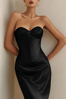 Load image into Gallery viewer, Black Satin Sweetheart Mermaid Corset Long Formal Dress