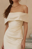 Load image into Gallery viewer, Ivory Satin Ruffled Mermaid Midi Engagement Dress