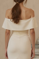 Load image into Gallery viewer, Ivory Satin Ruffled Mermaid Midi Engagement Dress