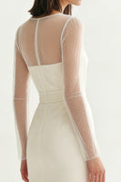 Load image into Gallery viewer, Ivory Bateau Neck Midi Satin Engagement Dress with Slit