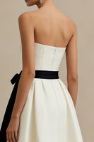 Load image into Gallery viewer, Ivory Satin Strapless A Line Long Engagement Dress with Bow