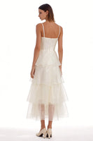 Load image into Gallery viewer, Ivory Organza Long Ruffled Engagement Dress