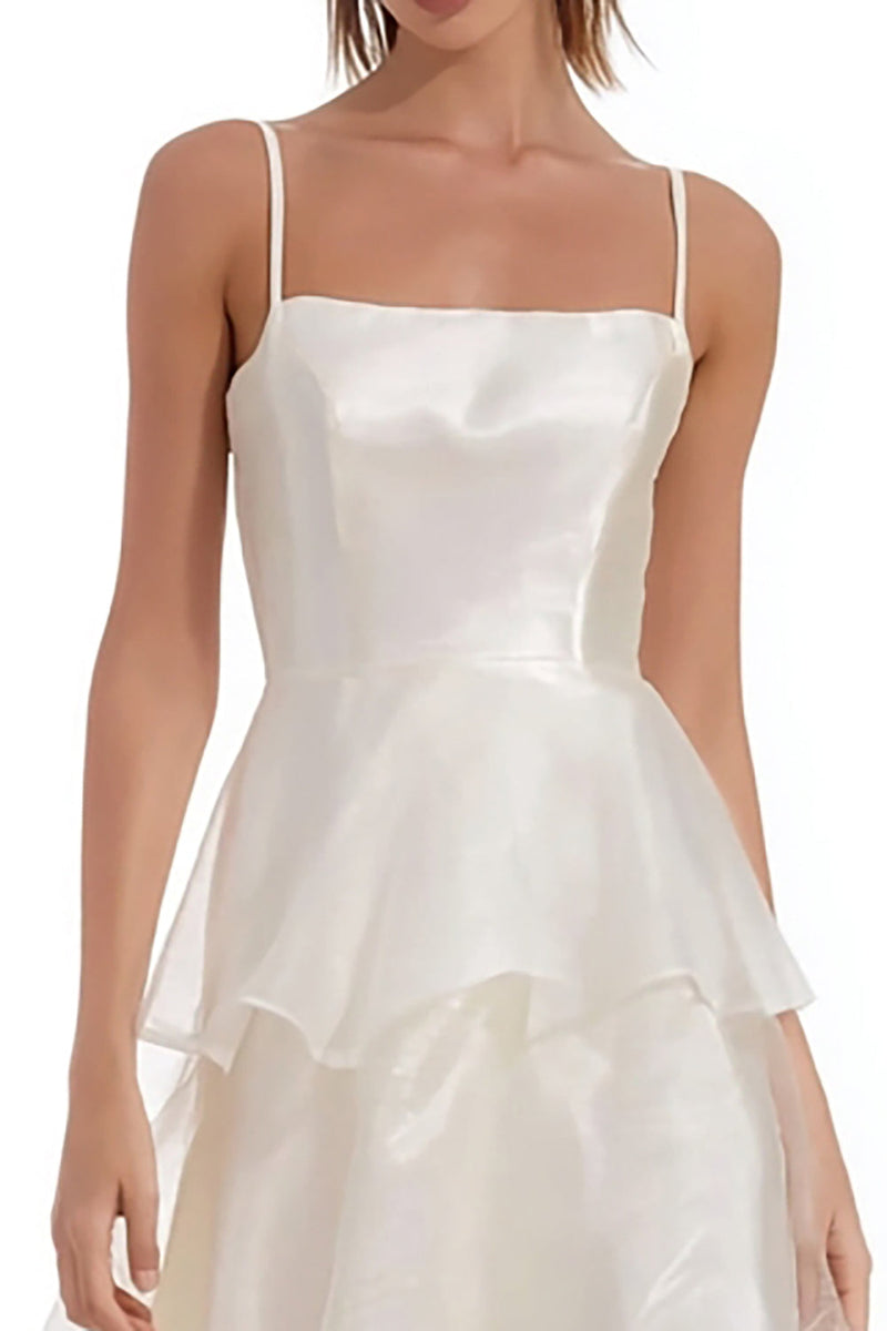 Load image into Gallery viewer, Ivory Organza Long Ruffled Engagement Dress