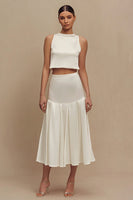 Load image into Gallery viewer, Ivory 2 Pieces A Line Crew Neck Midi Engagement Dress