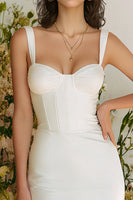 Load image into Gallery viewer, Ivory Bodycon Thick Straps Corset Short Engagement Dress