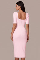 Load image into Gallery viewer, Simple White Bodycon Square Neck Midi Engagement Dress with Sleeves