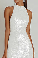 Load image into Gallery viewer, Sparkly White Sequins Maxi Sheath Engagement Dress