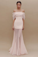 Load image into Gallery viewer, Ivory Off the Shoulder Sheath Long Engagement Dress