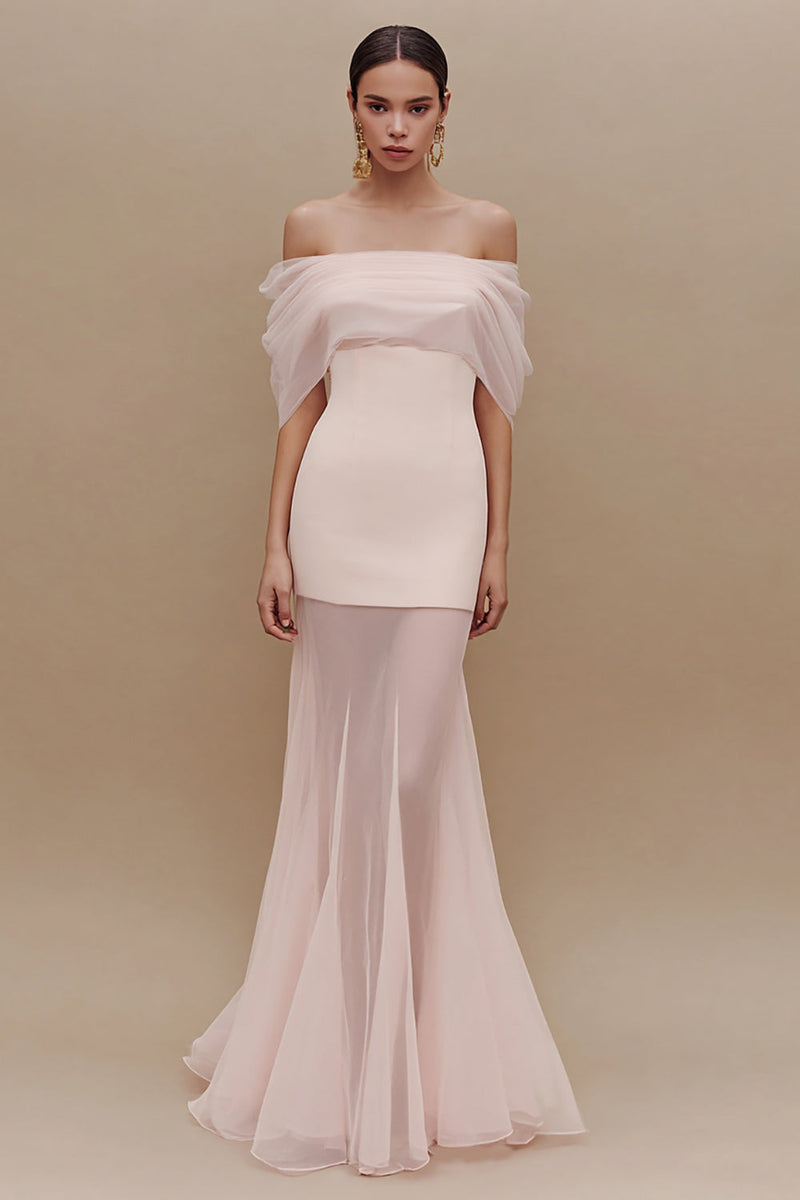 Load image into Gallery viewer, Ivory Off the Shoulder Sheath Long Engagement Dress