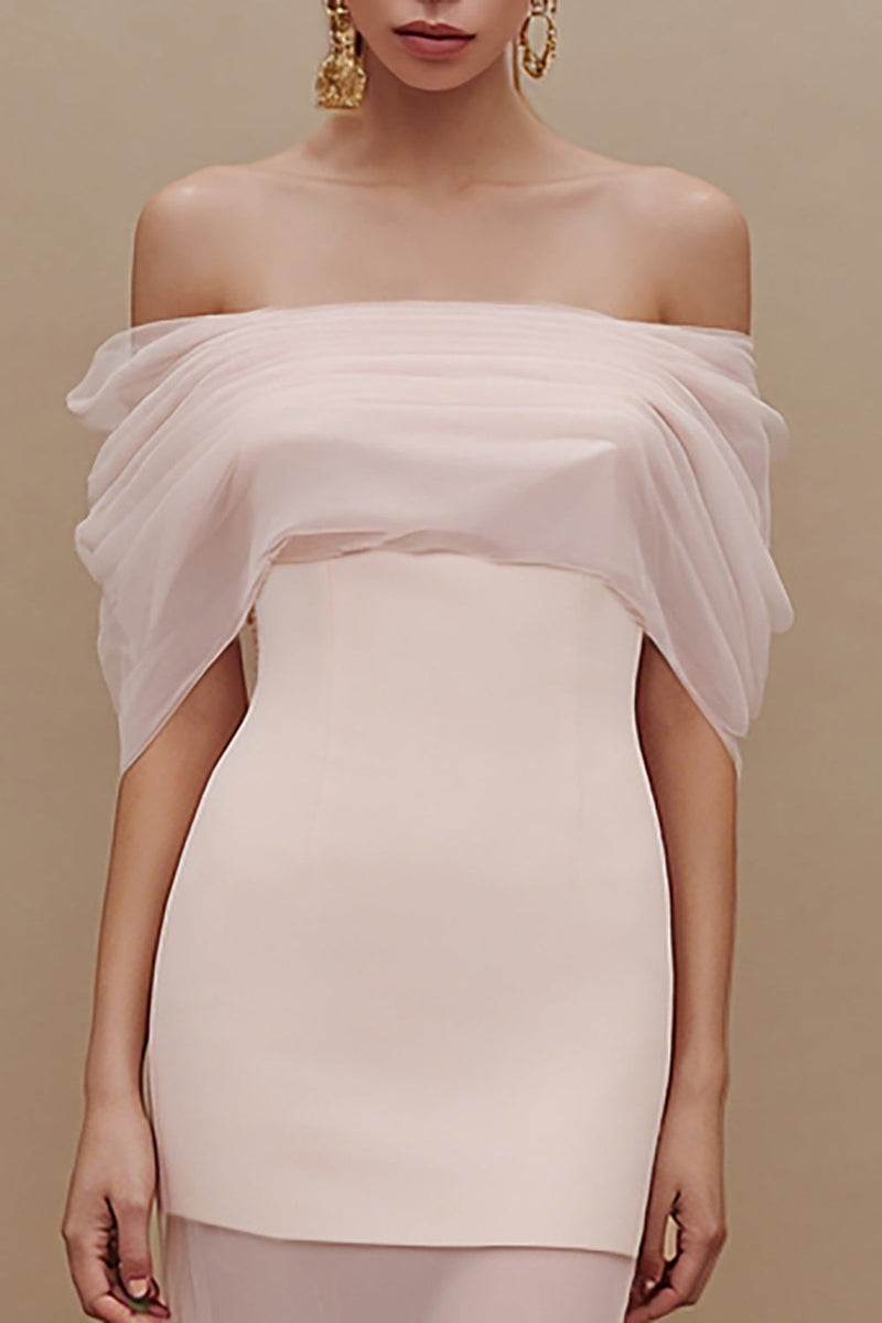 Load image into Gallery viewer, Ivory Off the Shoulder Sheath Long Engagement Dress