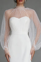 Load image into Gallery viewer, Ivory Puff Sleeves Sheath Midi Engagement Dress