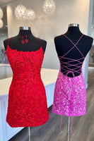 Load image into Gallery viewer, Sky Blue Spaghetti Straps Beaded Homecoming Dress with Lace