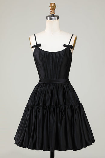 A-Line Spaghetti Straps Red Homecoming Dress with Criss Cross Back