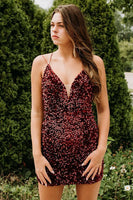 Load image into Gallery viewer, Royal Blue V-Neck Sequined Homecoming Dress with Criss Cross Back