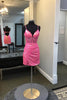 Load image into Gallery viewer, Sparkly Purple Spaghetti Straps Corset Homecoming Dress with Sequins
