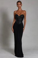 Load image into Gallery viewer, Sparkly Black Sequin Sweetheart Mermaid Long Prom Dress