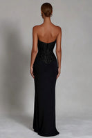 Load image into Gallery viewer, Sparkly Black Sequin Sweetheart Mermaid Long Prom Dress