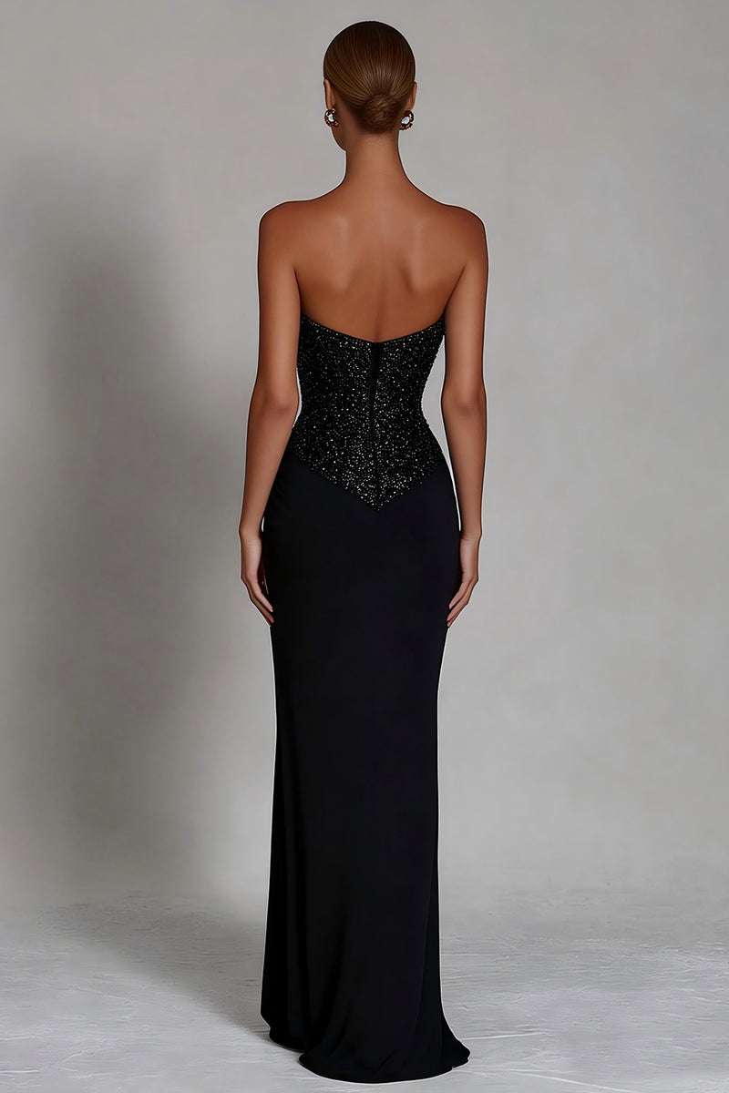 Load image into Gallery viewer, Sparkly Black Sequin Sweetheart Mermaid Long Prom Dress