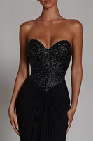 Load image into Gallery viewer, Sparkly Black Sequin Sweetheart Mermaid Long Prom Dress