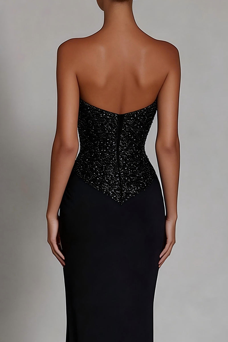 Load image into Gallery viewer, Sparkly Black Sequin Sweetheart Mermaid Long Prom Dress