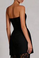 Load image into Gallery viewer, Black Lace Strapless Sheath Long Prom Dress