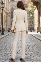 Load image into Gallery viewer, 2 Piece Ivory Peak Lapel Single Breasted Slim Fit Business Suits