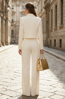 Load image into Gallery viewer, 2 Piece Ivory Double Breasted Wide Leg Business Suits