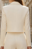 Load image into Gallery viewer, 2 Piece Ivory Double Breasted Wide Leg Business Suits