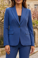 Load image into Gallery viewer, Royal Blue Striped 2 Piece Single Breasted Peak Lapel Business Suits