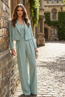 Load image into Gallery viewer, 2 Piece Mint Green Single Breasted Wide Leg Business Suits