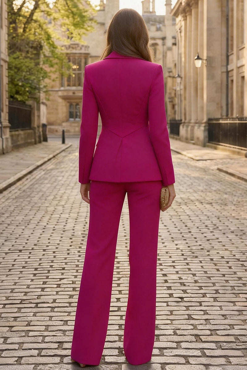 Load image into Gallery viewer, 2 Piece Fuchsia Single Breasted Solid Business Suits