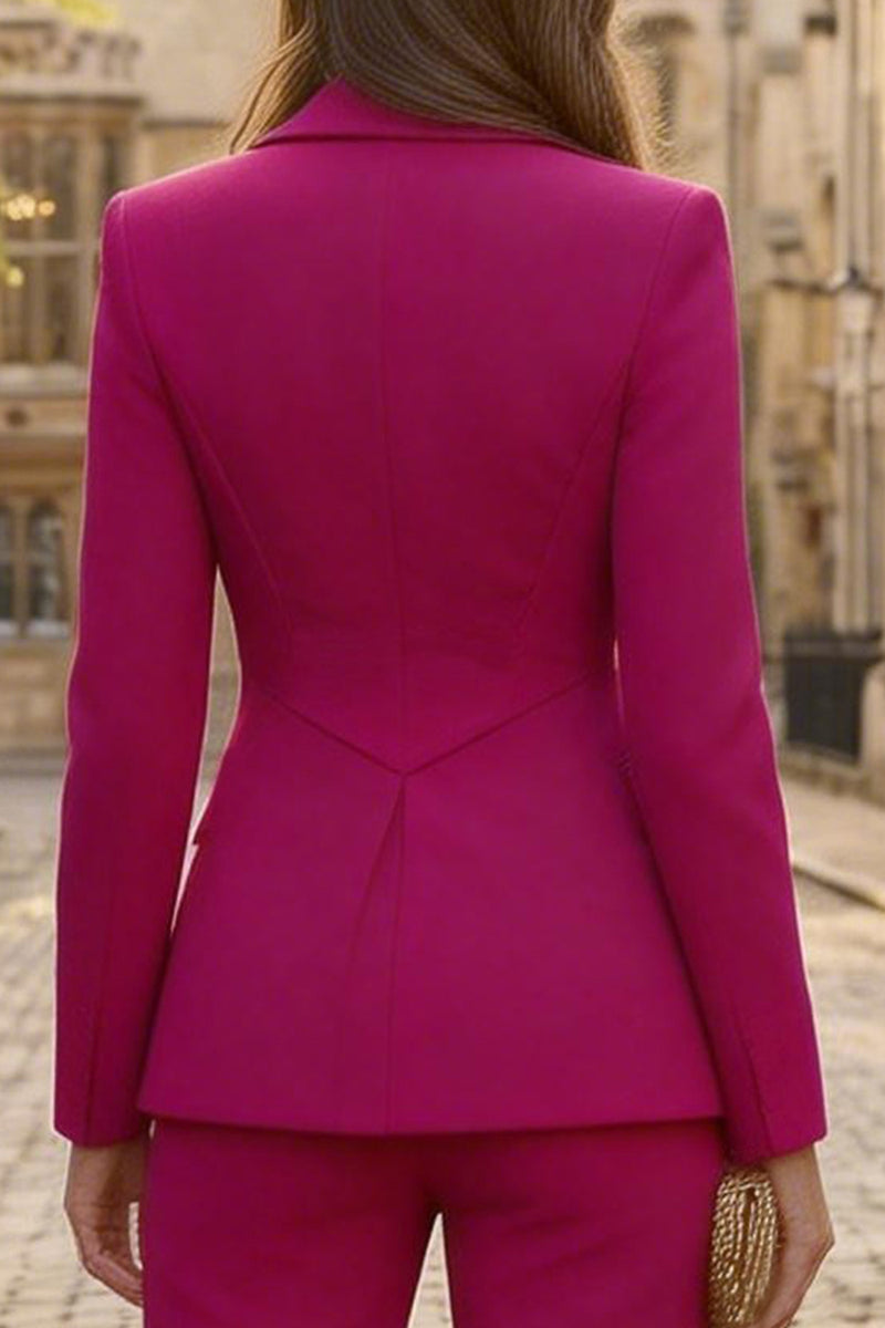 Load image into Gallery viewer, 2 Piece Fuchsia Single Breasted Solid Business Suits