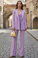 Load image into Gallery viewer, 2 Piece Lilac Single Breasted Wide Leg Business Suits