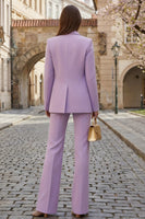 Load image into Gallery viewer, 2 Piece Lilac Single Breasted Wide Leg Business Suits