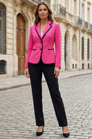 Load image into Gallery viewer, 2 Piece Fuchsia and Black Notched Lapel Single Breasted Business Suits