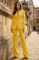 Load image into Gallery viewer, Yellow 2 Piece Single Breasted Peak Lapel Wide Leg Business Suits