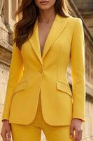 Load image into Gallery viewer, Yellow 2 Piece Single Breasted Peak Lapel Wide Leg Business Suits