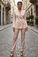 Load image into Gallery viewer, Light Pink Satin 2 Piece Double Breasted Peak Lapel Business Suits