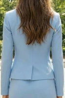 Load image into Gallery viewer, 2 Piece Sky Blue Pencil Single Breasted Business Suits with Slit
