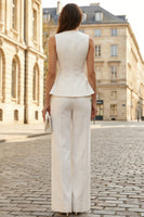 Load image into Gallery viewer, 2 Piece Ivory Round Neck Business Suits with Buttons